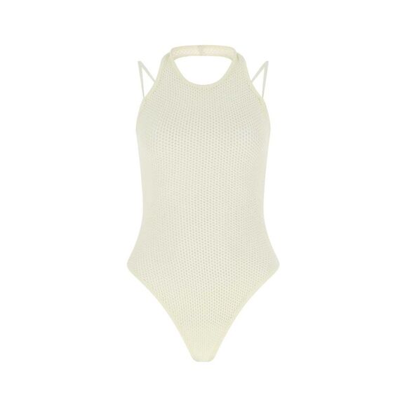 Andrea Adamo Women Ivory Stretch Viscose Blend Bodysuit
